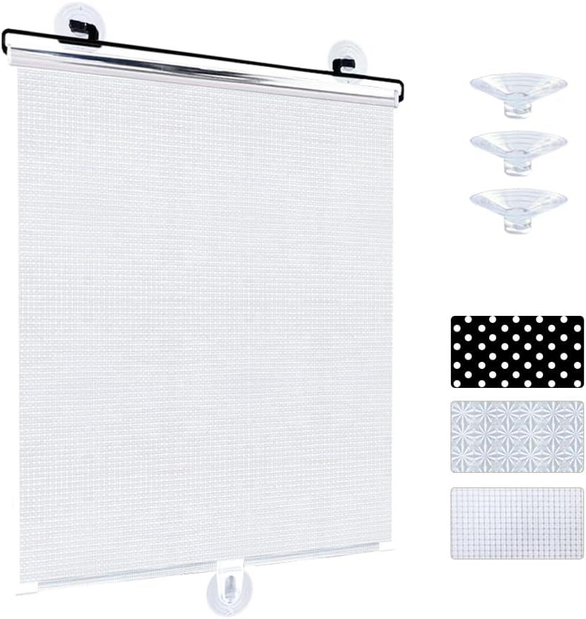 Yoebor No Drill Blackout Blind Shade with 3 Suction Cups, Silver 95% Shade Temporary Portable Roller Window Curtain for Home Office Car, W26.8 x L49.2