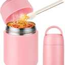 10oz Soup Thermo for Hot Food Kids Insulated Food Jar with Spoon Wide Mouth Stainless Steel Lunch Container Leak Proof Vacuum Food Box for School Travel Picnic Pink