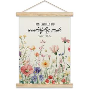 2 x Wildflowers Christian Hanging Flag, Religious Bible Scripture Canvas Wall Art For Farmhouse Home Office Bedroom, Inspirational Wall Art Sign Supplies, Christian Gifts For Women -A16