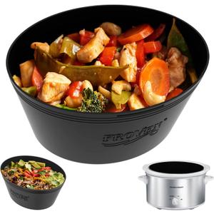 FROVEN 4-4.5 Quart Silicone Slow Cooker Liners Oval Thickened, Weighted & Sturdy Reusable Crockpot Inserts. Leakproof, Dishwasher Safe, Compatible with Most 4QT to 4.5QT Crock Pot Slow Cookers (Dark Grey)
