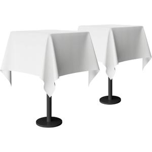 54x54 Table Cloth - 2 Pack Square White Washable Stain and Wrinkle Resistant Polyester Table Cover for Dining Tables, Various Parties and Camping (White)