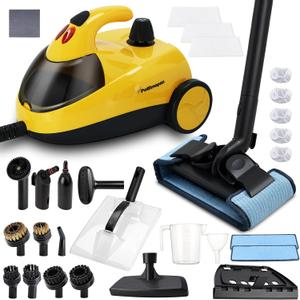 1500W Steam Cleaner 36-Piece All-in-One Attachments Kit, 99% Sanitization, 22ft Reach, 360 Rotating Brush for Home/Car/Tile/Grout/Wallpaper Removal, Chemical-Free Cleaning (31 in 1)