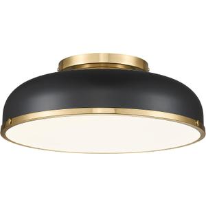 kudos Ceiling Light, 16-inch LED Flush Mount Ceiling Light, Black and Gold Finish, 30W/1900lm Light Fixtures Ceiling Mount for Bedroom,Hallway, 3000K/3700K/4500K/5100K/6000K Adjustbale, KDCL15-BK-L