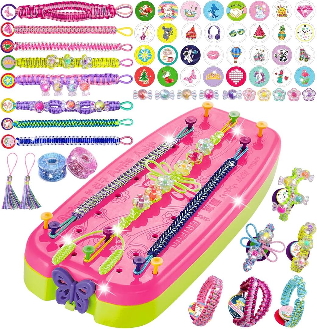 Girls Friendship Bracelet Making Kit: Girl Toys Bracelets Braiding Kits Kids Birthday Gifts Age 7 8 9 10 11 12 Year Old, Crafts Art Cool Presents for Teen, DIY Jewelry String Maker Travel Activity Set (Multicolored)