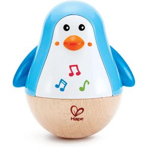 Hape Penguin Wobbler| Colorful Wobbling Penguin, Roly Poly Toy for Kids 6 Months+ (Blue)