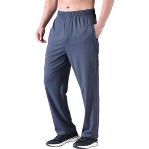 Zoulee New Men's Front Zipper Fly Open-Bottom Sweatpants Jogger Pants (Medium, Dark Grey)