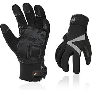 Vgo... 1-Pair -4℉ or above 3M Thinsulate C100 Lined High Dexterity Touchscreen Synthetic Leather Winter Warm Work Gloves, Waterproof Insert (Size L, Black, SL8777FW)