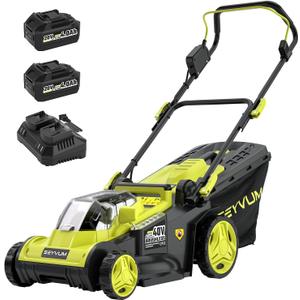 SEYVUM 40V 16" Cordless Lawn Mower with 2×4.0Ah Battery, 45L Collection Bag