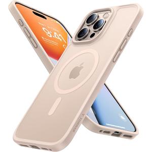 TORRAS Magnetic Shockproof for iPhone 16 Pro Max Case, [4X MilitaryGrade Protection] [Compatible with MagSafe] Translucent Desert Titanium White