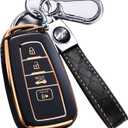 for Toyota Camry RAV4 Key Fob Cover with Keychain,for Highlander Corolla Avalon C-HR Prius GT86 Key Fob Case Premium Soft TPU 360 Degree Protector Key Holder (Balck)