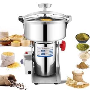 BAOJIAFU Electric Grain Mill 3500W Superfine Powder Grinder Dry Grinder Machine 36000r/ min High-speed Grain Mill 270° swingable Dry Material Grinding Machine Stainless Steel Pulverizer 2000g
