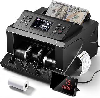 CGOLDENWALL Money Counter Machine, Mixed Denomination Bill Counter, Cash Counting with Built-in Printer, Portable Currency Detector, Counterfeit Bank Scanner, Dollar Sorter for Business, CIS/UV/IR/MG
