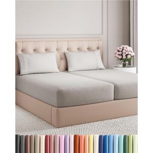 Split King Size 5 Piece Sheet Set - Comfy Breathable & Cooling Bed Sheets Set - Hotel Luxury Bedding for Women, Men, Kids, Teens, Boys & Girls - Deep Pockets and Wrinkle Free - Oeko-Tex - French Grey