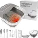 Collapsible Foot Spa Bath with Heat and Massage Rollers, Bubble, Foot Pedicure Kit, Temperature Control, Red Light, Pedicure Foot Spa, Foot Bath