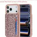 iCoverCase Compatible with iPhone 17 Pro Wallet Phone Case with Card Holder for Women Men, [RFID Blocking] Card Slots PU Leather Protective Wallet Case 6.3 Inch (Rose Gold Leopard)