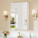 Keonjinn 24 x 32 Inch Medicine Cabinet Mirror, Assembly Required, Large White Medicine Cabinets for Bathroom, Stepless Adjustable Shelves, Tempered Glass, Soft Closing, Recessed or Wall Mount