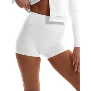 SweatyRocks Women's High Waisted Biker Shorts Tummy Control Yoga Workout Gym Shorts White, Medium