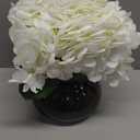 Hollyone Hydrangea Artificial Flowers with Glass Vase White Silk Faux Flowers Arrangements with Faux Water Fake Floral Bulk Bouquet for Home Decor Table Centerpiece Decorations