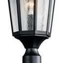 Kichler Courtyard 23.75" Exterior Post Light in Textured Black, 1-Light Outdoor Porch or Patio Light with Clear Seeded Glass, (23.75" H x 10.25"), 9532BKT