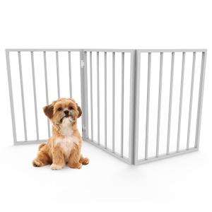 PETMAKER Pet Gate Dog Gate for Doorways, Stairs or House Freestanding, Folding, Accordion Style, Wooden Indoor Dog Fence (24-Inch, White)