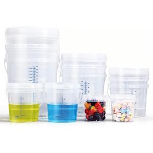 Plastic 5 Gallon Buckets with Scales, Food Grade Plastic Pail, Heavy-Duty, BPA-Free Container with Lids & Handles, Easy Stacking for Home/Commercial Use (2 sets each of : 5Gal 1 Qt, 3 Qt, 5 Qt, 10 Qt)