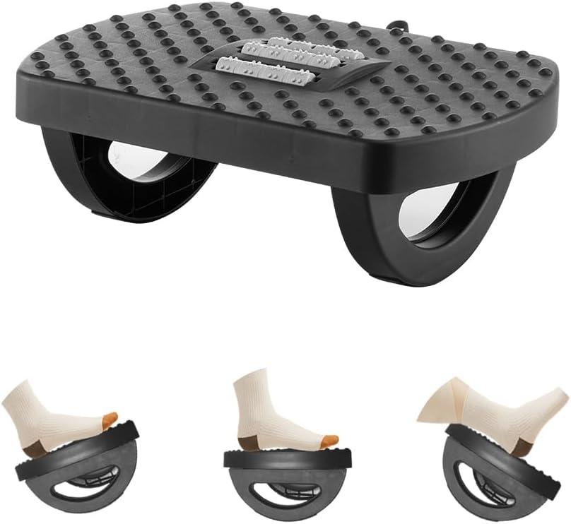 Under Desk Footrest, Foot Rest for Under Desk at Work, Ergonomic Foot Stool for Office Desks, Small Rocking Footrest with Massage Roller&Portable Handle, Leg Rest Pain Relief for Home