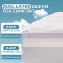 BDEUS 4 Inch Dual Layer Mattress Topper King Size, 2 Inch Cooling Gel Memory Foam and 2 Inch Soft Pillow Top Pad Cover, Mattress Pad for Back Pain Relief