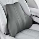 Coverado Lumbar Support Pillow for Car, Ergonomic Memory Foam Back Pillow for Office Chair, Back Cushion for Back Pain Relief, PU Leather Car Lumbar Support for Driving Seat - Gray