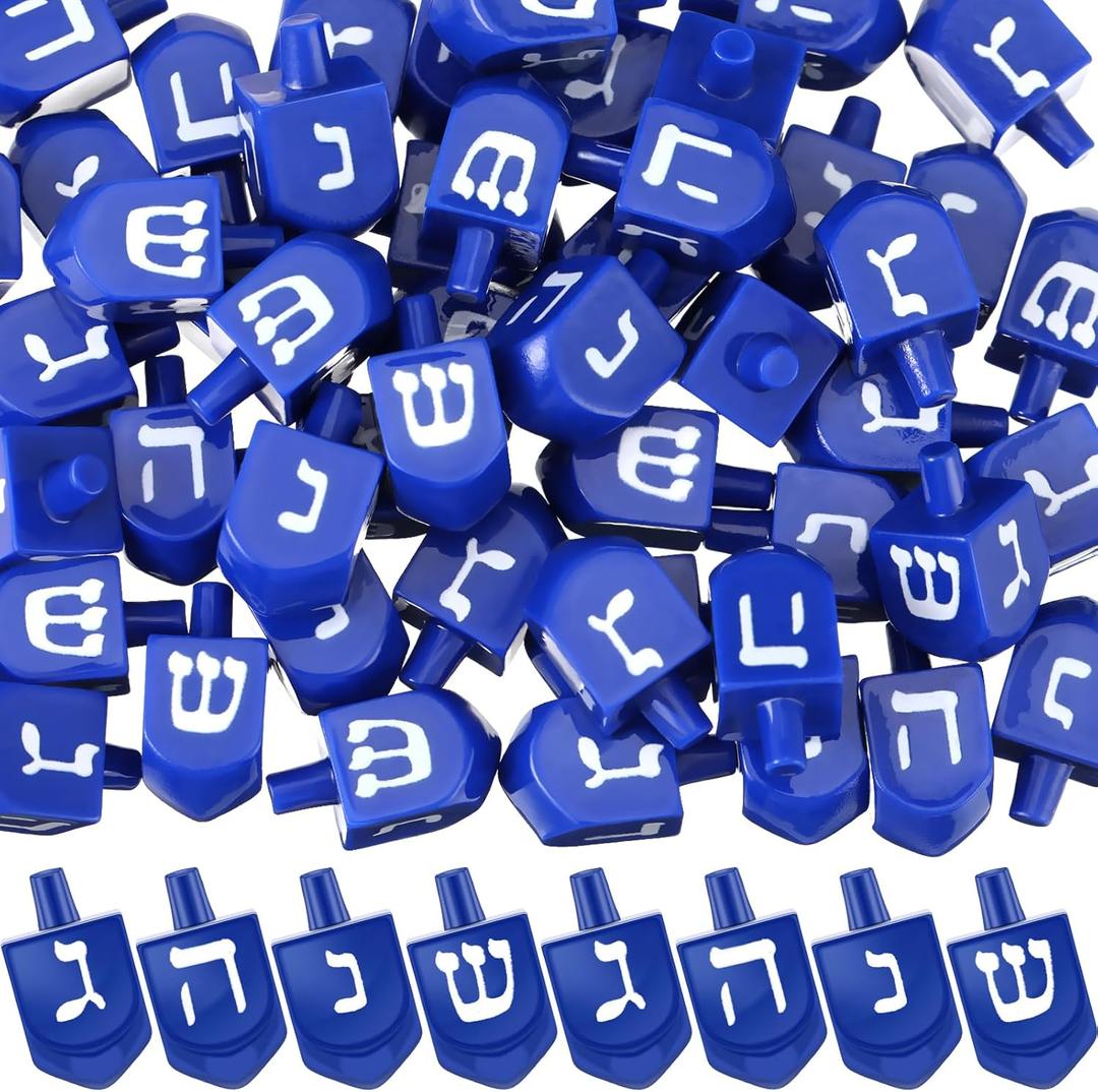 50 Pcs Hanukkah Mini Resin Dreidel Figurine Blue Hanukkah Ornament Tiny Tabletop Chanukah Dreidel Jewish Holiday Decor, Festival Gift Home Altar Centerpiece