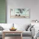 Window Beach Wall Art Canvas: Relaxing Coastal Scene Picture Tropical Sea Landscape Painting Print Decor Horizontal Bedroom Living Room Summer Seaside Seascape Artwork for Home Office, Beach, 40"L x 20"W