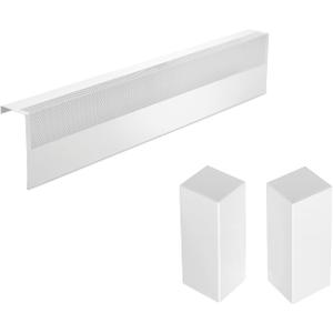 Upgraded 3 FT Base board Heater Cover with Left and Right Endcaps, Galvanized Steel Easy Slip-On Heater Cover for Replacing Old and Rusty Looking Electric and Hydronic Base board Heat Covers