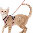 rabbitgoo Cat Harness and Leash for Walking, Escape Proof Soft Adjustable Vest Harnesses for Cats, Easy Control Breathable Reflective Strips Jacket, Light Salmon Pink, S