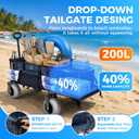 Beach Wagon with Extended Tailgate, 9" Big Sand-Proof Balloon Wheels, Heavy Duty 200L Oversized Foldable Beach Cart, 440LBS Utility Wagon with Side Pocket for Sand,Camping,Vacation