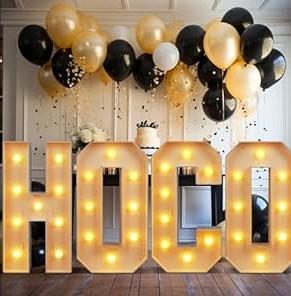 Aurelema 4 Pcs HOCO Decorations 2025 4ft HOCO Marquee Letters for Homecoming Night Decorations Light up Letters for Kindergarten Preschool Senior High School College Foam Board Homecoming Party