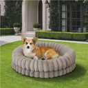 BALANCE Luxury Donut Dog Bed, 30 Inches Round Dog Bed Medium Size Dogs Washable, Orthopedic Calming Dogs Bed for Pets with Anti-Slip Bottom, Oatmeal