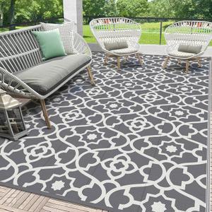 HEBE Outdoor Rug Waterproof 6x9, Plastic Straw Rug Camping Rug, Reversible Outdoor Patio Rugs RV Mat Clearance, Indoor Outside Floor Carpet for Porch,Deck,Camper,Balcony,Backyard