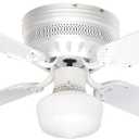 Litex CC42WW4L Celeste Collection 42-Inch Ceiling Fan with Five Reversible White/Whitewash Blades and Single Light kit with White Opal Glass