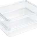 Kitchen Spaces Stackable Fridge Storage Containers, Compact Organizers with Lids for Kitchen and Pantry, Keep Deli Meats and Cheeses Fresh, Clear and Sturdy Food Bins, 2 Pack, Hand Wash Only