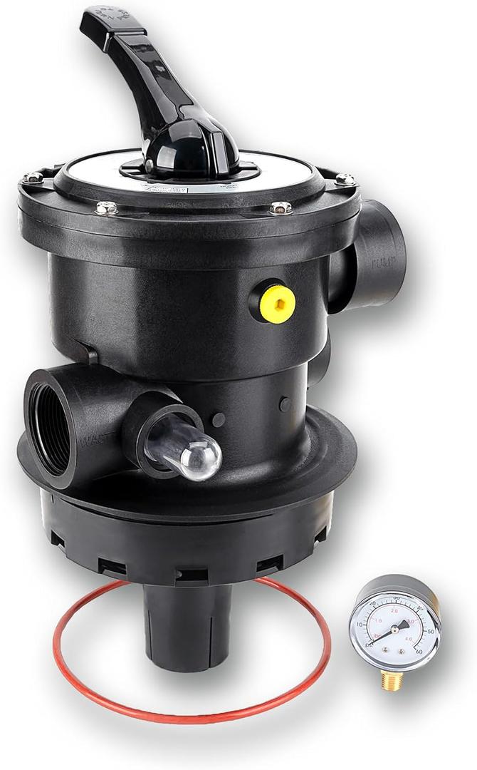 SP0714T Top-Mount Multiport Valve 7-Position Control Valve Compatible with Hayward VariFlo，Above-Ground Pro or VL 210 Series Sand Filter 1-1/2-Inch 6-Way