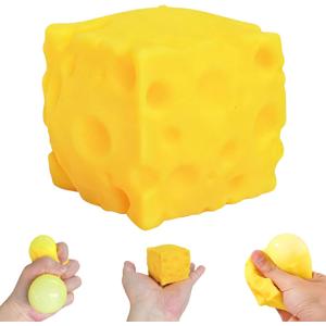 2 x Small Mini Cheese Squishy - Tiny Soft Rising Food Squeeze Toys, Stress Relief, Sensory Fidget for Adults Yellow Soft Novelty Cute Party Favors (2 Inch)