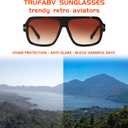 Retro Aviator Sunglasses for Men Women, Trendy Rectangle Womens Mens Shades Square Sun Glasses