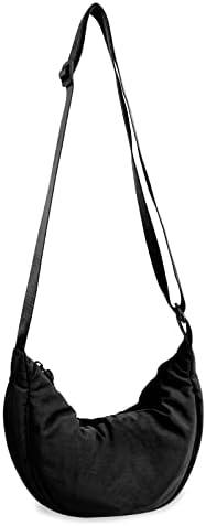 Nylon Crescent Crossbody Bag for Women Purses Trendy Men,Small Travel Sling Bag Hobo