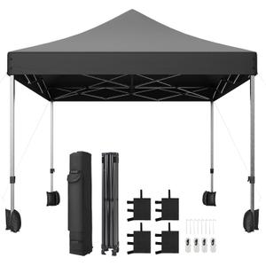 Garvee Commercial Canopy Tent, 10x10 Pop Up Canopy Tent Heavy Duty 500D Waterproof with Roller Bag & 4 Sandbag for Outdoor Camping Stall Party Event (Black)
