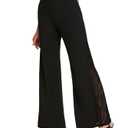GORGLITTER Women's Lace Bell Bottoms High Waisted Flare Flared Dress Pants Business Casual Office Work Trousers Black Small (Black, S)
