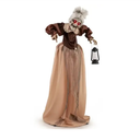 Life-Size Halloween Animatronic Moving and Talking Old Lady Hag Prop - Brown
