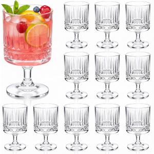 FillTouch 12 Pcs Mini Wine Glasses Bulk, 7.5 oz Small Acrylic Goblets Set, Unbreakable Clear Wine Cups Bulk Cocktail Glasses for Mother's Day Wedding Birthday Guest Graduation Party Supllies (Rhombus)