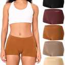 BAMBOO COOL Seamless Boyshort Underwear for Women Mid Waist Stretchy Panties Moisture Wicking Boxer Briefs 5 Pack M