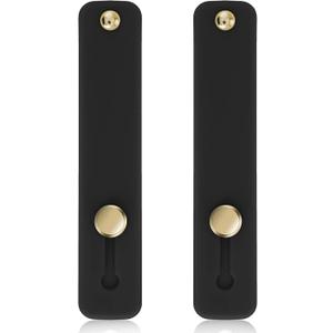 2Pcs Phone Loop Finger Holder, Silicone Phone Grip Phone Finger Strap Stand Universal Portable Finger Kickstand for Most Smartphones (2pcs-Black)