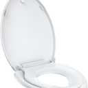 Toilet Seat with Toddler Seat Elongated, PP Material Family Toilet Seat Cover, Soft Close Adult & Toddler Seats, Easy to Clean, Safe Potty Training Solution for Kids, Bathroom Upgrade for Home (White)