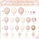 Amandir 173Pcs Boho Dusty Pink Balloon Arch Garland Kit, Neutral Baby Pink Ivory White Sand Nude Rose Gold Confetti Balloons for Monther Day Shower Gender Reveal Wedding Birthday Party Decorations